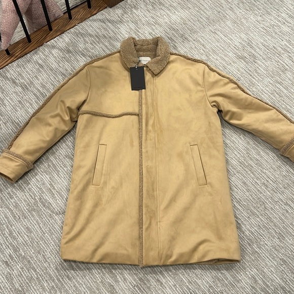 Suede and Fleece Over Coat - Picture 1 of 4